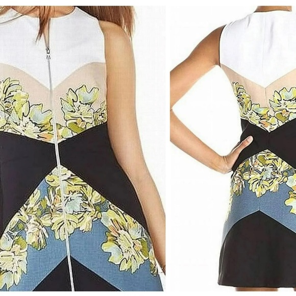 BCBGMAXAZRIA Alaina Floral Multicolor Dress Blue Black Size - Picture 2 of 7